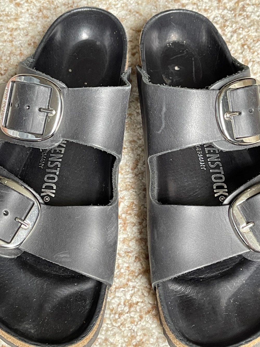 Birkenstock Double Buckle Arizona Sandals Black Size 39 - Picture 3 of 9